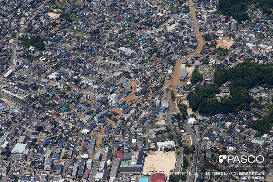 広島県安芸郡府中町本町　7月10日に発生した榎川の氾濫